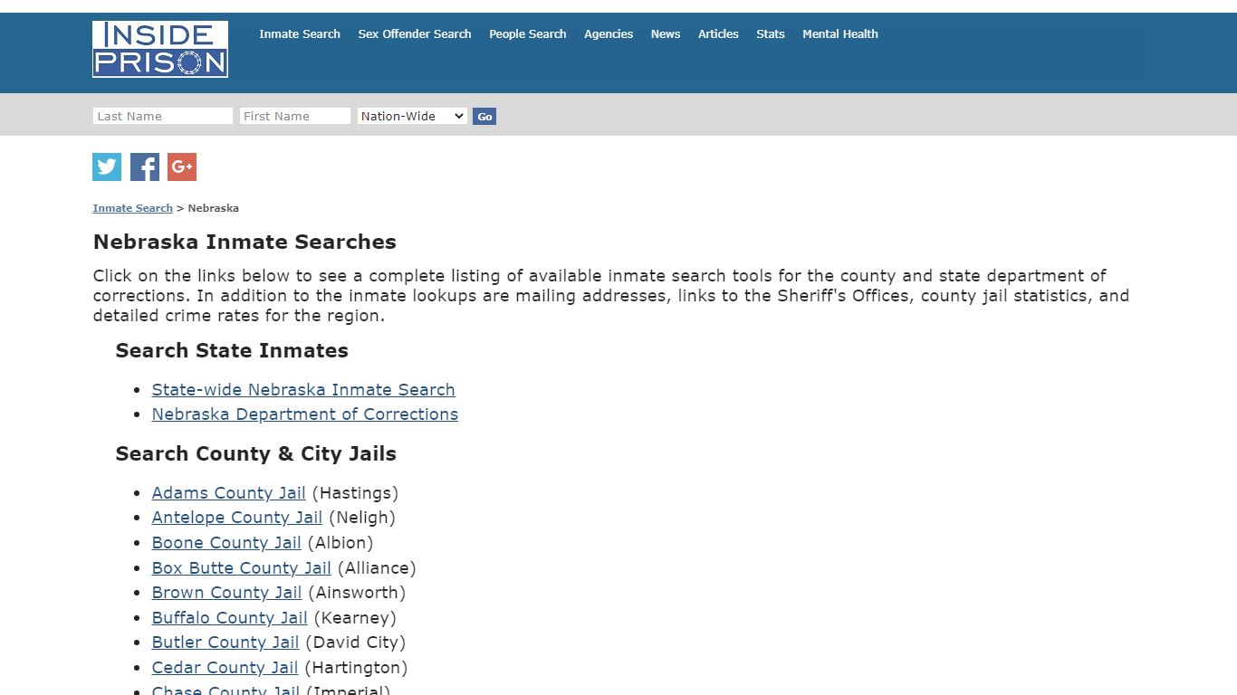 Inmate Search for Nebraska | Inmate Search | Offender Search